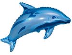 Воздушный шар из фольги на палочке - Дельфин голубой, 14" (35 см) 