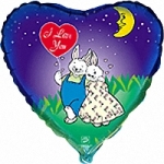 Воздушный шар из фольги на палочке Влюблённые зайцы, 9" (20 см) / Love rabbit 