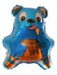 Воздушный шар из фольги на палочке - Медвежонок с медом, синий, 14" (36 см) 
